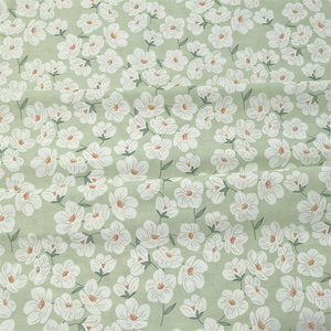 2.35宽小清新浅绿色花朵纯棉布料 全棉床品窗帘被套娃衣面料