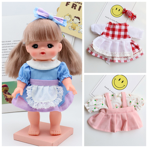 26cm婴儿洋娃娃过家家玩偶衣服棉布背带裙替换装 幼儿园女孩玩具