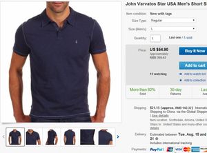 John Varvatos Star USA 全棉 男子休闲运动POLO（多色）