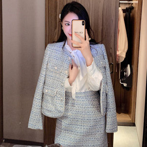 maje sasoei小香风套装女高端气质轻熟粗花呢外套搭半身裙两件套