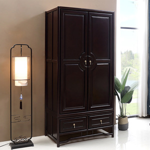 新中式实木衣柜对开门卧室衣橱两门小户型多功能家用大衣橱收纳柜