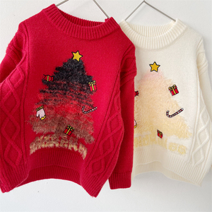 小杰家圣诞节新年节日童装男童红色毛衣儿童针织衫秋冬季宝宝衣服