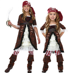 万圣节儿童节舞台剧表演演出儿童女加勒比海盗船长海盗裙扮演服装