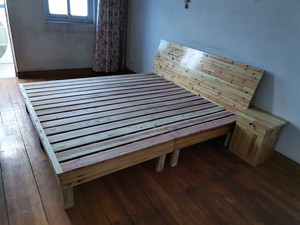 实木双人床1米8经济型简约现代简易单人组合杉木板床出租房床1米5