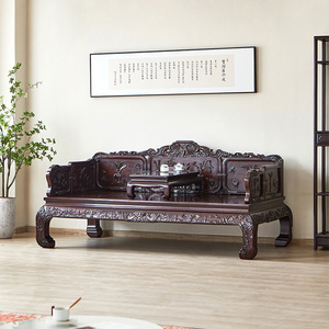 红木家具赞比亚血檀罗汉床仿古新中式美人榻客厅沙发床榻实木躺椅