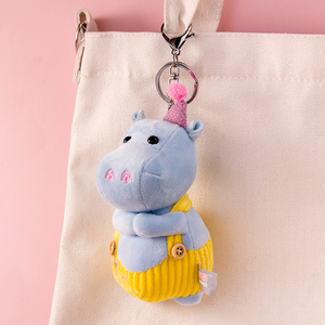 呆河马公仔钥匙扣挂件创意个性毛绒情侣包包挂饰汽车链精致小饰品