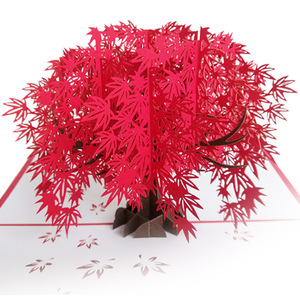 教师节友谊红枫叶3d立体贺卡创意手工枫树立体卡片生日礼物3d纸雕
