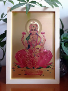 印度神佛吉祥天女妙音天女湿婆印度三神幸运女神金箔画 30*20cm