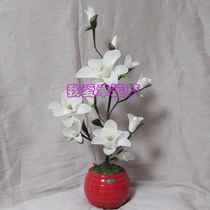 家居装饰丝网花成品花丝袜花纯手工创意制作玉兰花盆景不带花盆