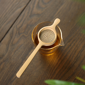 日式手工长柄竹制茶滤 一体竹子隔热茶漏滤茶器茶叶过滤网茶配件