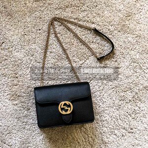 德国正品gucci古驰双g磁扣风琴包牛皮woc女士链条单肩斜挎包