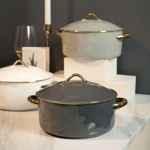 双耳汤碗带盖高颜值面条碗大号陶瓷创意大碗大汤盆家用泡面碗单个