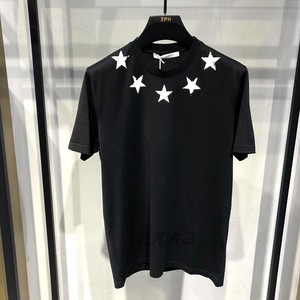 正品givenchy纪梵希19新款做旧星星印花男黑色短袖t恤 bm70cn3002