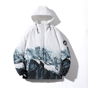 puma彪马潮牌雪山印花羽绒棉服男冬季情侣外套宽松棉衣保暖棉袄男