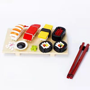 乐高寿司积木拼盘小颗粒日式经典复古食物摆盘配件拼搭拼装moc