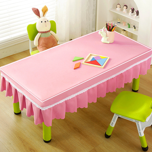 幼儿园桌子专用桌布防水防油免洗桌套桌罩课桌套罩长方形格子台布