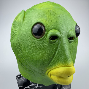 动物绿鱼人面具鱼头套怪怪鱼抖音同款化妆表演道具乳胶cos搞怪笑