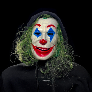 小丑面具万圣节狂欢节化妆舞会欢乐谷恐怖吓人道具鬼脸长头发搞怪