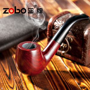 ZOBO正牌烟斗 檀木手工弯式烟丝烟斗过滤烟嘴 木质迷你型过滤烟具