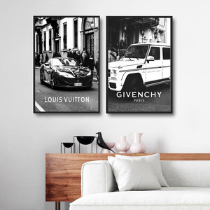 lv时尚黑白摄影欧美奢侈品艺术海报装饰画有框挂画墙壁迪奥