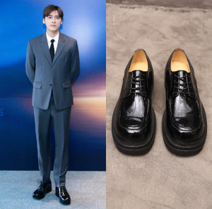 高端品质李易峰同款皮鞋~男士时尚黑色圆头系带真皮厚底增高皮鞋