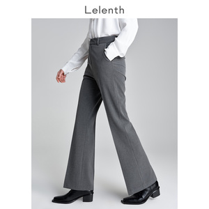 莱伦斯布高腰显瘦弹力微喇裤女高级感垂感直筒西裤灰色时髦西装裤
