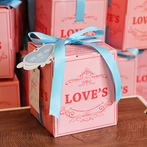 网红粉色520情人节惊喜蛋糕盒装饰围边贺卡提示卡套装浪漫包装盒