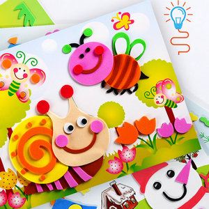 幼儿童动物贴画3d立体粘贴纸海绵黏贴玩具批 发diy手工制作材料