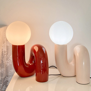 后现代北欧卧室树脂台灯丹麦设计师优雅时尚玻璃个性创意床头柜灯