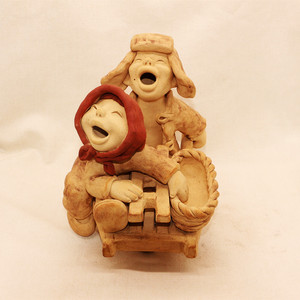 泥人 手工陶艺人物摆件 陶瓷人物丰收摆件 酒店装饰粗陶小推车