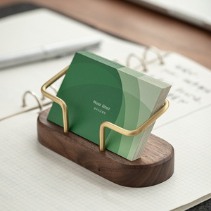 桌面名片盒创意展示名片座名片夹架办公室前台摆件实木收纳展会
