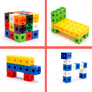 台湾游思乐 连接方块图形连接块 幼儿园塑料拼插方形积木儿童玩具