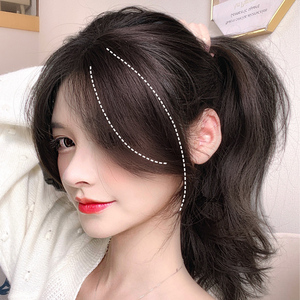 两侧假刘海真发中分无痕自然假流海假发片女发夹八字刘海贴圆脸