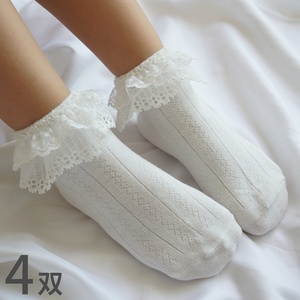 女童花边袜儿童袜子夏季薄款学生白色舞蹈宝宝公主蕾丝短袜春秋棉