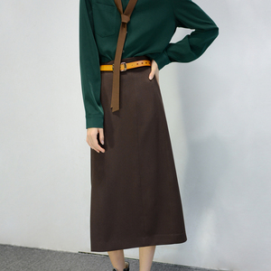 咖色高腰开叉半身裙女2022新款设计感小众搭配上衣不规则包臀裙子