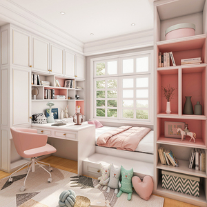 索菲亚榻榻米床衣柜一体儿童房间全屋定制卧室定制榻榻米定制整体