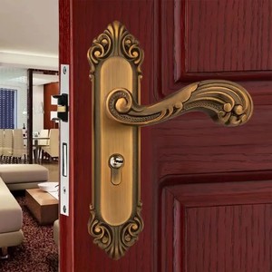 房间门锁欧式仿古铜室内木门锁小50铝合金卧室田园风格执手房门锁