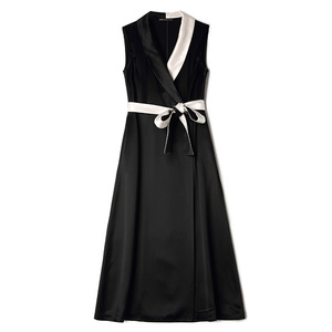 罗家rmojul 2019夏装女装新款拼色青果领