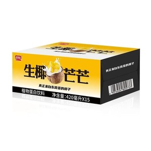 盼盼椰汁生椰芒芒椰奶生榨椰子汁芒果味即饮椰子饮料420ml*15瓶装