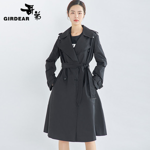 【商场同款】哥弟2022年新款大翻领双排扣中长款风衣外套1400118