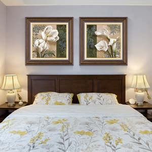 简欧轻奢客厅装饰画餐厅挂画美式卧室床头温馨壁画欧式有框马蹄莲