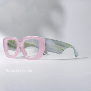 ins风果冻粉色大框眼镜UV400水墨色粗框可配近视马卡龙绿色眼镜架
