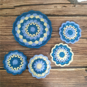 手工diy编织茶杯垫花朵隔热垫茶壶茶具毛线垫装饰花片钩针材料包