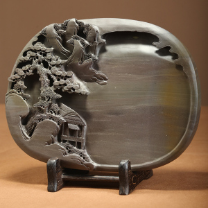 房四宝黑檀木质雕刻套装笔筒笔架镇尺砚台精品送人礼物礼盒1人付款