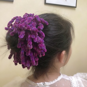 扎头花韩版发绳头巾打底头花纱巾配饰松紧花毛绒头花盖头皮筋花