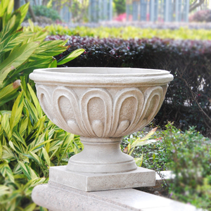 欧式花盆 大口径玻璃钢户外庭院复古罗马柱 创意别墅门口花园花钵