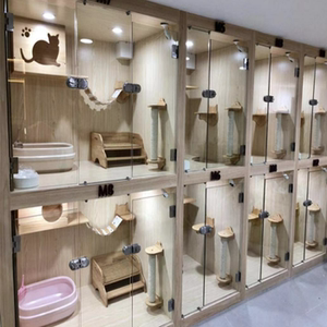 宠物店猫咪寄养柜玻璃豪华双层三层猫笼子猫别墅定制房子猫窝猫舍