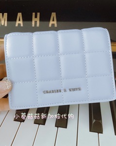 CHARLES＆KEITH新加坡代购小CK6-10840202菱格婴儿蓝短款钱包