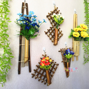 幼儿园竹筒挂饰竹编工艺品走廊墙壁挂饰创意装饰品可插花吊饰开学