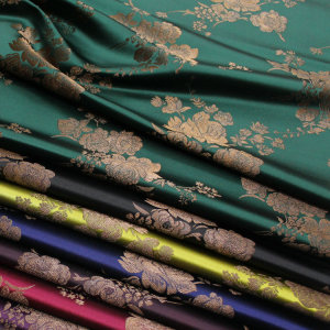 中国风旗袍棉袄蒙古袍藏袍舞台影视服装布料提花织锦缎丝绸布料